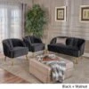 Amaia Modern 3-piece Velvet Chat Set By Christopher Knight Home - Black + Walnut -Baxton Acme Shop 79526122 dbc7 4f46 afa3 8256870e53dc