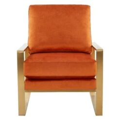 LeisureMod Jefferson Modern Velvet Accent Armchair With Gold Base - Beige -Baxton Acme Shop 7a30983a 1daa 462e be9f da3bf2c6d3cd