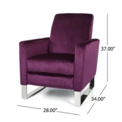 Brightwood Modern Velvet Recliner W/ Steel Legs By Christopher Knight Home - Eggplant,Silver -Baxton Acme Shop 7a326806 fe56 42b6 9c9d 4c06d872e6bd