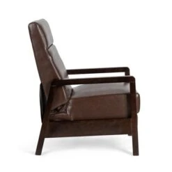 Fernhill Faux Leather Upholstered Pushback Recliner By Christopher Knight Home - Cognac Brown/ Dark Espresso -Baxton Acme Shop 7a7365ef def6 47a1 b1ba a3bd6e4b4261