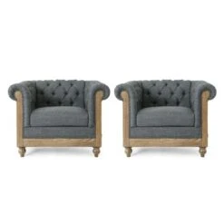 Voll Fabric Club Chairs (Set Of 2) By Christopher Knight Home - Dark Brown/ Beige -Baxton Acme Shop 7ae09d50 9a63 4a7e 92b6 1201ac97b757