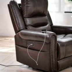Lazell Genuine Top Grain Leather Power Recliner - Brown -Baxton Acme Shop 7b21807f c096 4dd2 bce5 0de352b82526