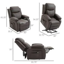 HOMCOM Living Room Power Lift Chair, PU Leather Electric Recliner Sofa Chair For Elderly With Remote Control - Brown -Baxton Acme Shop 7b24999a a67a 46ad 9e6e 4333b8d60cfd