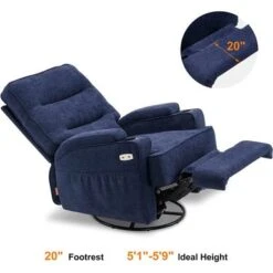 Mcombo Electric Power Swivel Glider Recliner Chair With Heat And USB Ports, Pillow, Cup Holders, Remote Control, Fabric 7752 - Brown -Baxton Acme Shop 7b40b354 fb1c 4ab1 81da 99054370089e
