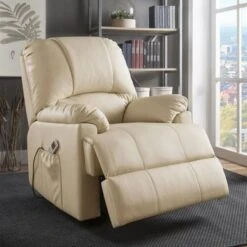 PU Upholstered Recliner With Power Lift And Massage - Beige -Baxton Acme Shop 7b7b245a 5b00 4dca a082 25d8c5e67cc2