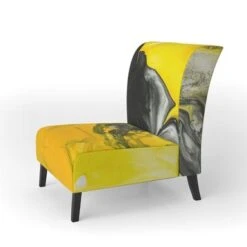 Designart "Yellow, White And Black Marbled Acrylic" Upholstered Modern Accent Chair - Arm Chair - Arm Chair -Baxton Acme Shop 7baf592d 34e6 44d5 b897 0191b6eef1b0