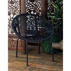 Plastic Rattan Contemporary Outdoor Chair 30 X 29 X 23 - 29 X 23 X 30 - Black