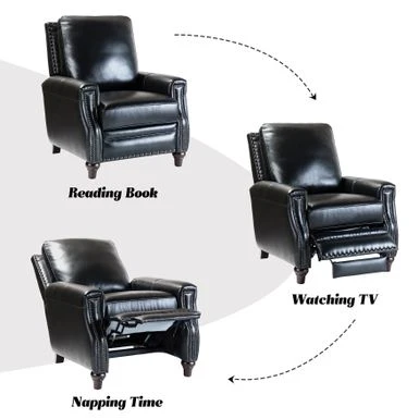 Cigar Mid-century Genuine Leather Recliner With Nailhead Trim By HULALA HOME - NAVY 20 Cigar Mid-century Genuine Leather Recliner With Nailhead Trim By HULALA HOME - NAVY - Image 18