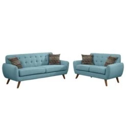Linen-Like 2 Piece Sofa And Loveseat Set - Grey -Baxton Acme Shop 7c812b71 d10f 49ac 9c63 3e126ea28821