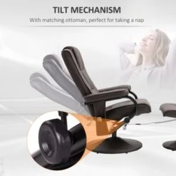 HOMCOM Massaging Faux Leather Recliner Chair And Ottoman Set For Living Room, Bedroom, Or Office, Brown - Brown -Baxton Acme Shop 7c852dd9 28fe 4264 8e5b 5c0a0b33cf1d