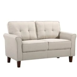 Kouchouk 54.5'' Linen Flared Arm Loveseat - Drak Grey -Baxton Acme Shop 7dd04534 5c6d 40ee b2f8 f804c7b7f31d