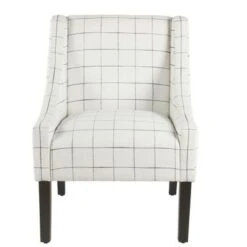 HomePop Modern Swoop Arm Accent Chair - White Windowpane - White