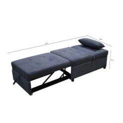 3-in-1 Adjust Backrest Sofa Bed Chair, Convertible Sleeper Chair Bed - Dark Grey -Baxton Acme Shop 7e8986fd da87 4408 9f8d 9394f9114238