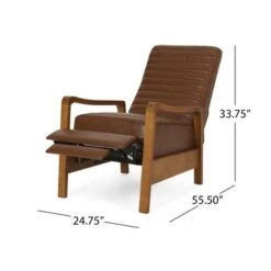 Munro Channel Stitch Pushback Recliner By Christopher Knight Home - Teak + Navy Blue -Baxton Acme Shop 7f9ff5b6 7b7c 4ac7 8070 7137da9b89e0