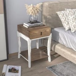 COSIEST Nightstands With 1-Drawer And Storage Shelf - Walnut-2PCS -Baxton Acme Shop 80b6cf27 f1f6 40e6 a3cb 3a8437d2bfed