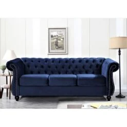 US PRIDE Kemos Velvet Chesterfield 2-piece Living Room Set - Black -Baxton Acme Shop 81197d21 c987 4291 966c b93c4c471129