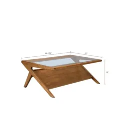Huxley Pecan Finish Coffee Table W/Tempered Glass -Baxton Acme Shop 81ade21a dabb 4e7c aa0e ce09387d518d