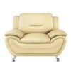 Sanuel 47.3" Wide Faux Leather Club Chair - Cream White