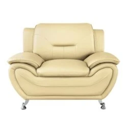 Sanuel 47.3" Wide Faux Leather Club Chair - Cream White