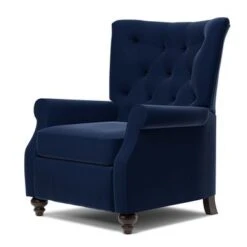 Copper Grove Plush Push-back Recliner Chair - Navy Blue -Baxton Acme Shop 8207c092 0f86 4589 8d75 aff1a0ada647