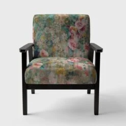 Designart "Flower Shower III" Upholstered Farmhouse Accent Chair - Arm Chair - Arm Chair -Baxton Acme Shop 825aac66 7bc5 41cf b393 fd7762420f94