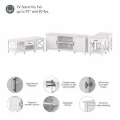 Key West TV Stand With Coffee Table And End Tables By Bush Furniture - Washed Gray -Baxton Acme Shop 82cb380b bd6e 4416 88f7 f4ae04cee263