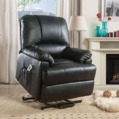 PU Upholstered Recliner With Power Lift And Massage - Beige -Baxton Acme Shop 82ce958a 44b2 4a1b b130 04ffaaa35459