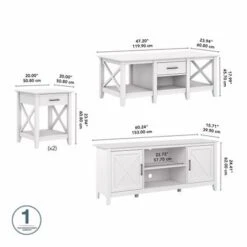 Key West TV Stand With Coffee Table And End Tables By Bush Furniture - Washed Gray -Baxton Acme Shop 8436ea30 6267 4b08 ba5f 28c03e92c8e7