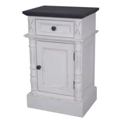 International Caravan Ashbury 1-Drawer Accent Table - Antique Grey -Baxton Acme Shop 8446ad58 144a 4bc9 864d 2c9c8e610345