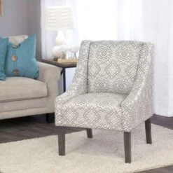 HomePop Swoop Accent Chair In Tonal Gray - Grey