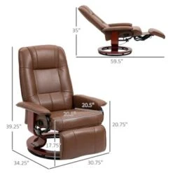 HomCom Faux Leather Adjustable Manual Swivel Base Recliner Chair With Comfortable And Relaxing Footrest - Brown -Baxton Acme Shop 84f1aa98 73bb 4089 bfa6 fecdbfd1c57f