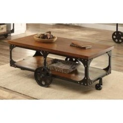 Roy Coffee Table With Casters Rustic Brown