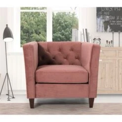 Lisette 33.1'' Velvet Square Arm Chair - Ivory -Baxton Acme Shop 865f3622 482e 4779 8412 ae11cbd352f6