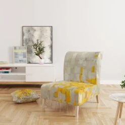 Designart "Glam Yellow Explosion Blocks" Upholstered Modern Accent Chair - Arm Chair - Side Chair -Baxton Acme Shop 86e9bcca c35f 4429 9475 9b4db199e291