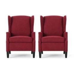 Wescott Contemporary Recliners (Set Of 2) By Christopher Knight Home - Deep Red + Dark Brown