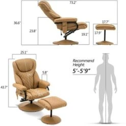 Mcombo Recliner With Ottoman, Massage 360 Swivel Leisure Chair Faux Leather 4901 - Cognac -Baxton Acme Shop 876cd7e8 cfe3 4099 a7e0 8e4bb2c85a62