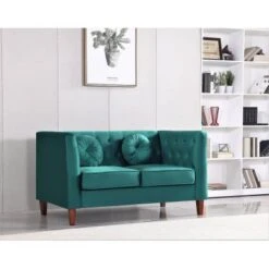 Fancher Kittleson Classic Chesterfield Loveseat - Black -Baxton Acme Shop 87d7c151 6aa8 42da b0cf f09f494bbe9c