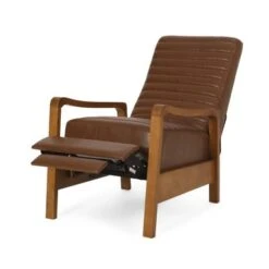 Munro Channel Stitch Pushback Recliner By Christopher Knight Home - Teak + Navy Blue -Baxton Acme Shop 882f5cda dba3 4737 9a8d 4575599299c4