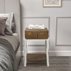 COSIEST Nightstands With 1-Drawer And Storage Shelf - Black-silver-2PCS -Baxton Acme Shop 889dd2d3 de6e 4ffc 82da bbe607ee94fc