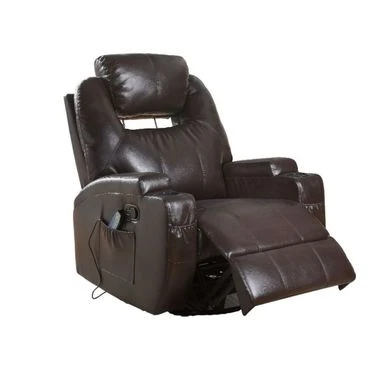 PU Upholstered Rocker Recliner With Swivel - Brown 3 PU Upholstered Rocker Recliner With Swivel - Brown