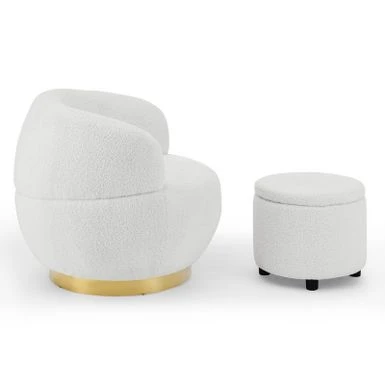 Swivel Barrel Chair With Storage Ottoman - Grey 10 Swivel Barrel Chair With Storage Ottoman - Grey - Image 8