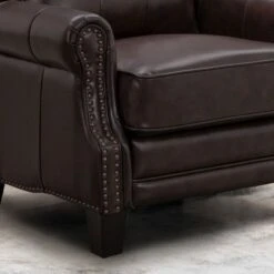 Abbyson Clemson Top Grain Leather Pushback Recliner - Grey -Baxton Acme Shop 89b35658 e21d 4cc0 9c82 8c5601af19e1