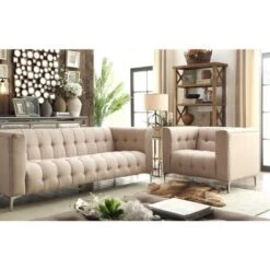 Chic Home Capone Tufted Linen Club Chair - Smoke -Baxton Acme Shop 89bd1ec7 95ea 4955 98cb c76471265434