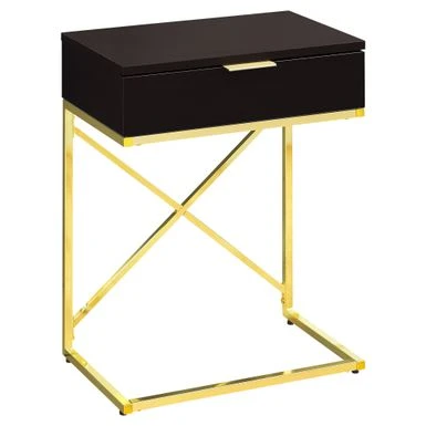 Accent Table/ Side/ End/ Nightstand/ Lamp/ Storage Drawer/ Living Room/ Bedroom/ Metal/ Laminate/ Brown/ Gold/ Contemporary/ Modern 4 Accent Table/ Side/ End/ Nightstand/ Lamp/ Storage Drawer/ Living Room/ Bedroom/ Metal/ Laminate/ Brown/ Gold/ Contemporary/ Modern - Image 2
