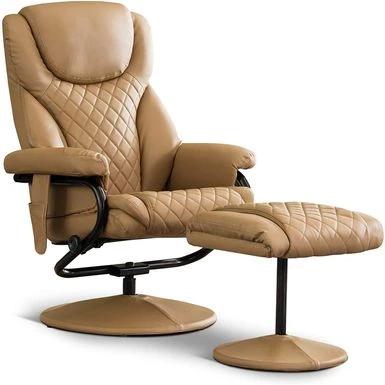 Mcombo Recliner With Ottoman, Massage 360 Swivel Leisure Chair Faux Leather 4901 - Cream White 5 Mcombo Recliner With Ottoman, Massage 360 Swivel Leisure Chair Faux Leather 4901 - Cream White - Image 3