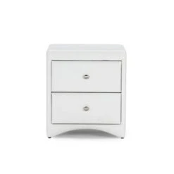 Urban Designs Dorian Faux Leather Upholstered Modern Nightstand - White -Baxton Acme Shop 8aac6486 72ce 4825 86bc 50af5d6ff91e