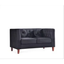 Fancher Kittleson Classic Chesterfield Loveseat - Black