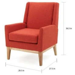Aurla Mid-century Upholstered Accent Chair By Christopher Knight Home - 27.50" L X 28.50" W X 36.50" H - Orange -Baxton Acme Shop 8b4b4b85 c54f 4634 964e e5963b50aae2