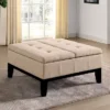 Transitional Beige Storage Ottoman