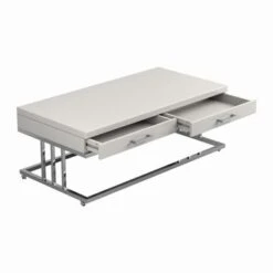 2-drawer Rectangular Coffee Table Glossy White And Chrome -Baxton Acme Shop 8c6016fe 4bd7 4a2d 9ce8 aac899f7a31f